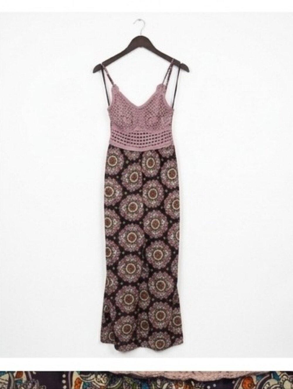 BOG Crochet Bodice Maxi Jumper - Mauve and Navy